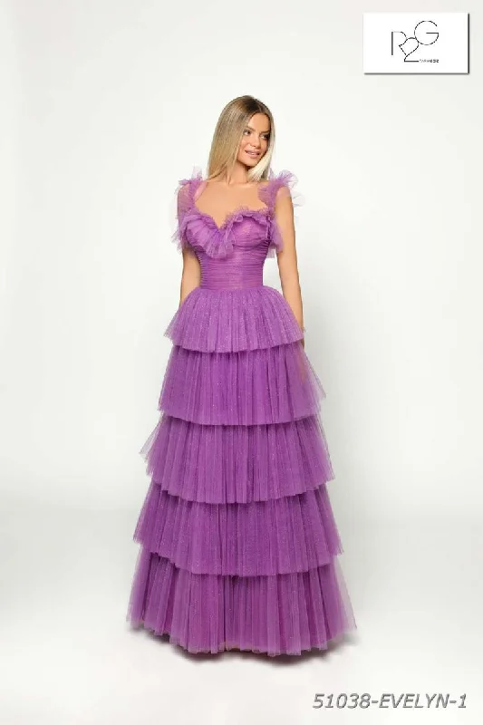 Stock Clearance Tarik Ediz - 51038 Tiered A-Line Evening Dress
