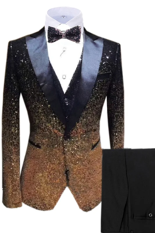 Must-Have Deals Sequins 3 Pieces Men's Suits Wedding Suit Set
