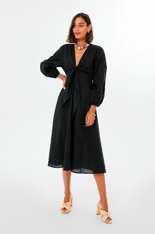 Markdowns Black Novella Midi Dress