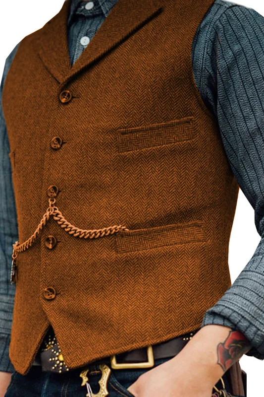 Daily Deals Herringbone Business Slim Single Breasted Wedding Groom Best Man Vest