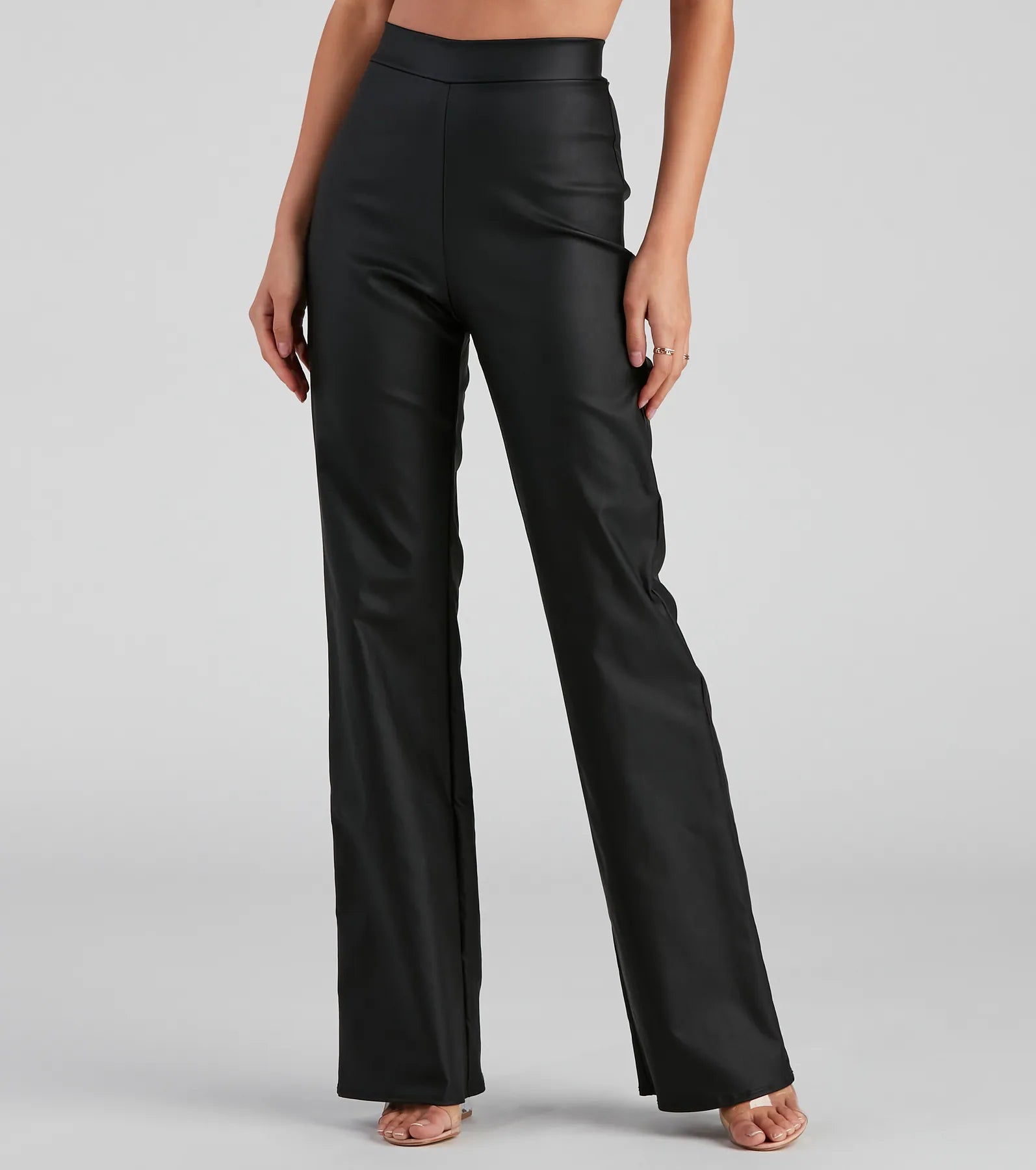Special Price Stylish Ambition Coated Wide-Leg Pants