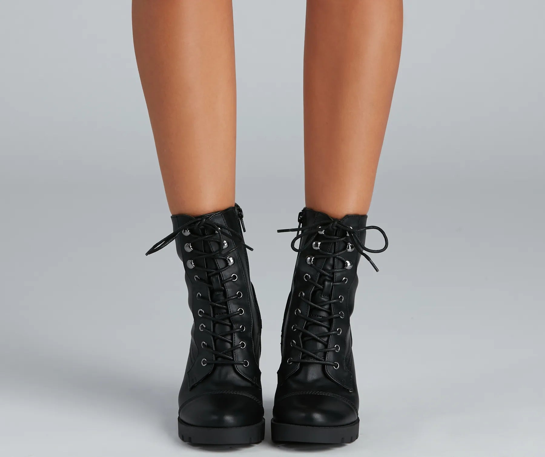 Act Now Wild Side Faux Leather Lug Boots