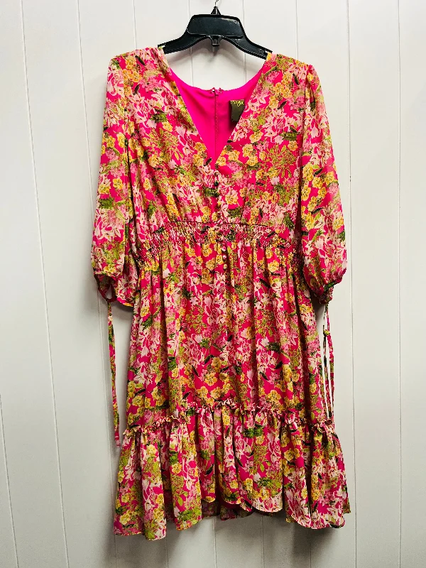 Weekend Special Dress Casual Short By Taylor In Pink & Yellow, Size: 14