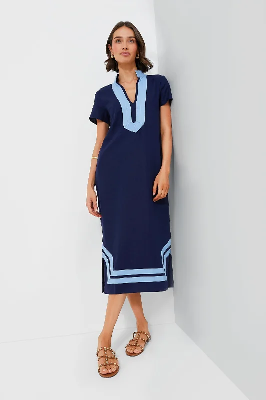 Bargain Prices Navy Short Sleeve Classic Maxi Tunic