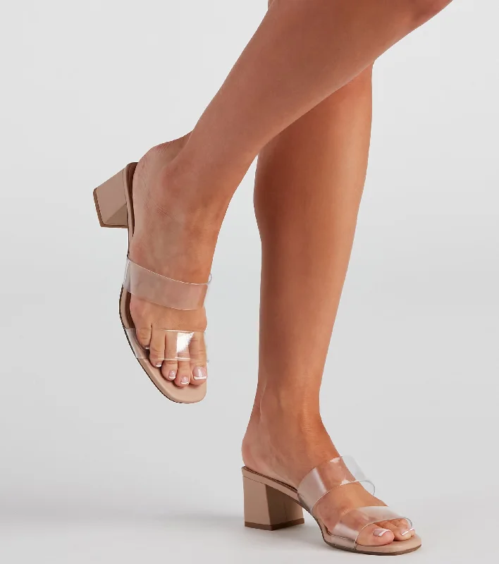 Bargain Prices In Clear View Dual PVC Strap Mules