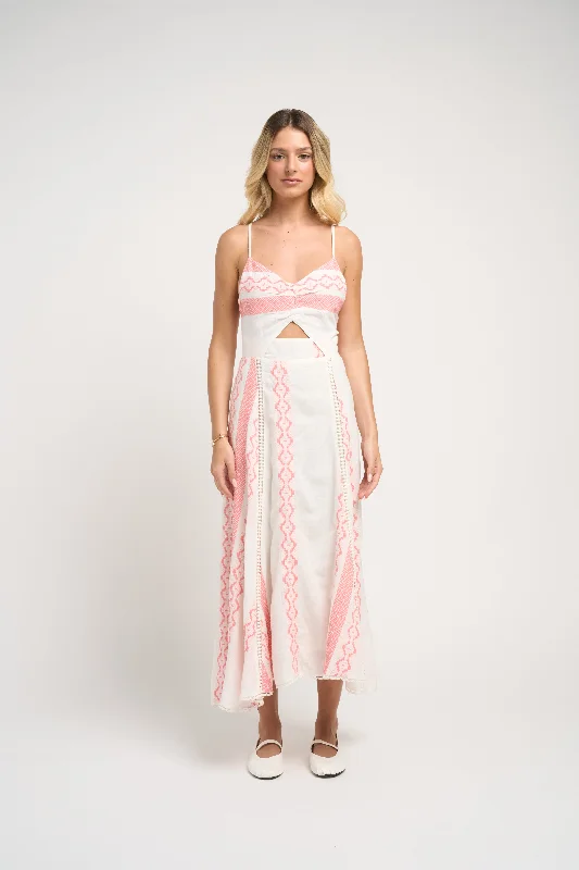 Can't Be Beat Filomena Linen Dress Pink