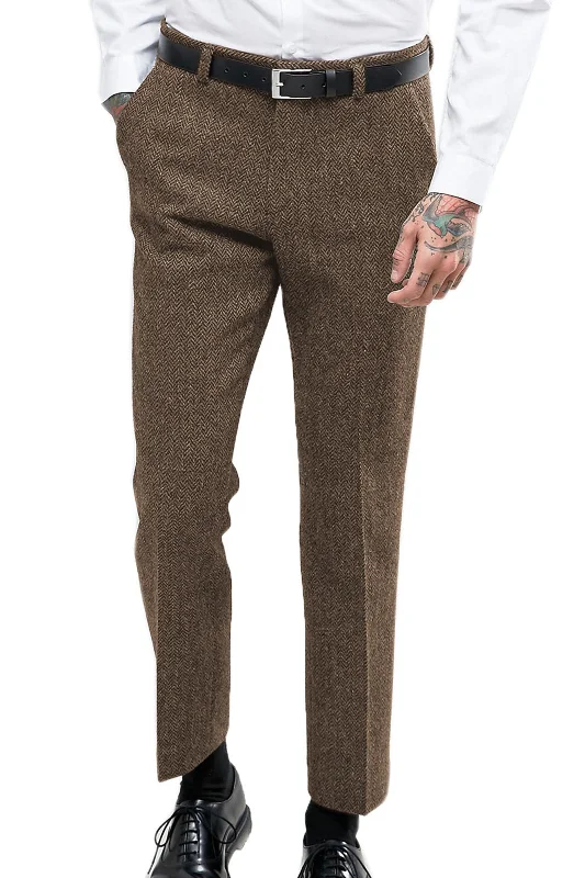 Hurry In Brown Vintage Formal Men's Suit Pants