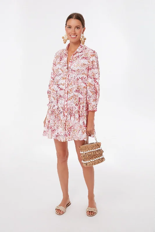 Instant Savings White Pink Tulipe Tesorino Mini Dress