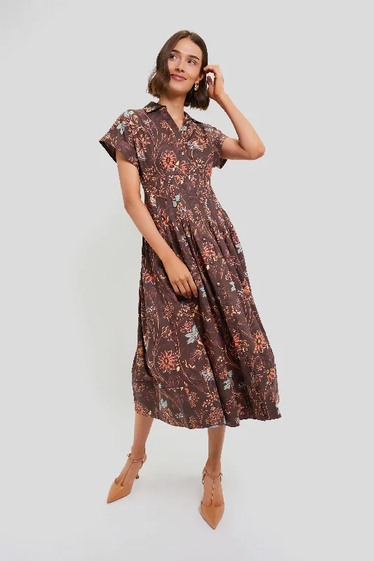 Best Deals Brown Vint Blossom Nash Midi Dress