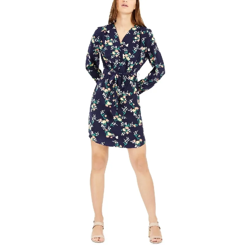 Special Promotion Maison Jules Women's Floral-Print Belted Dress Navy Size Small