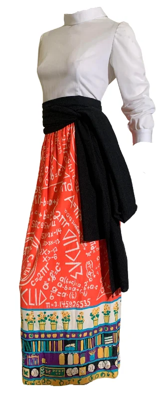 Price Blitz Euclidean Geometry Teacher Novelty Print Maxi Dress circa 1960s