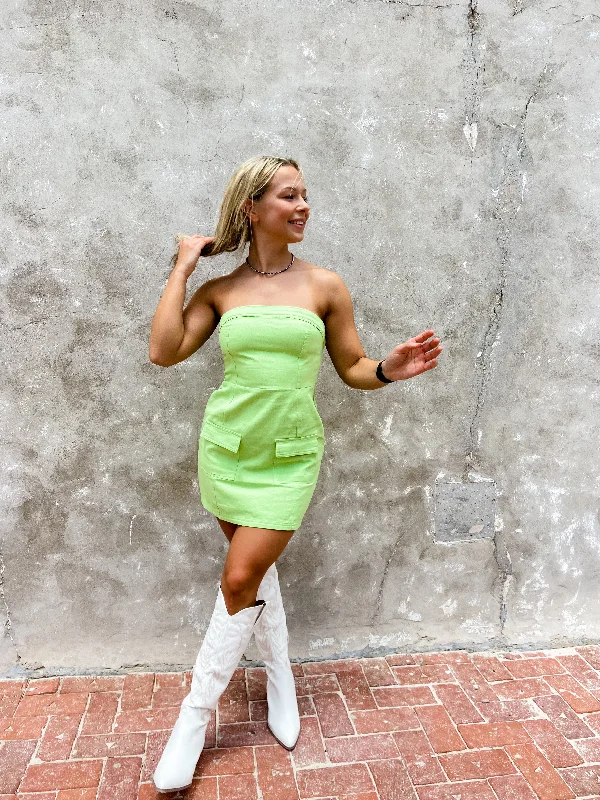 Deal Dash Lime Strapless Mini Dress