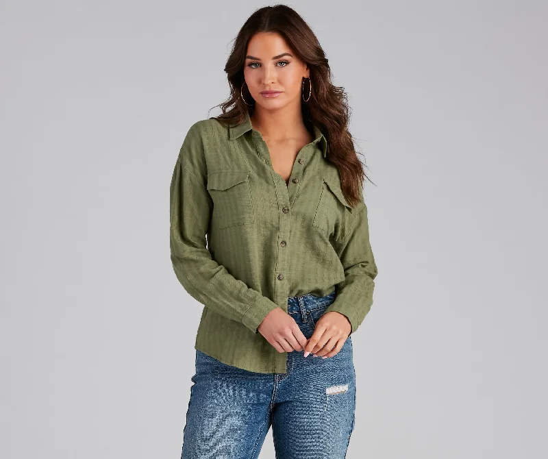 Discount Deals Beach Side Button-Front Linen Shirt
