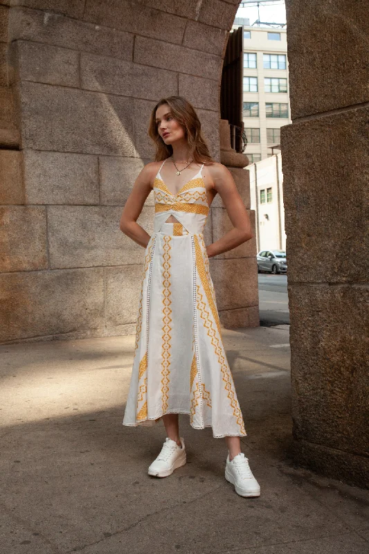 New Markdowns Filomena Linen Dress Yellow