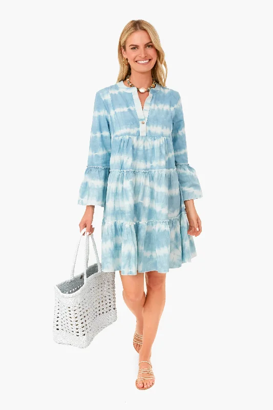 Price Cut Faded Blue Vida Tie Dye Dress