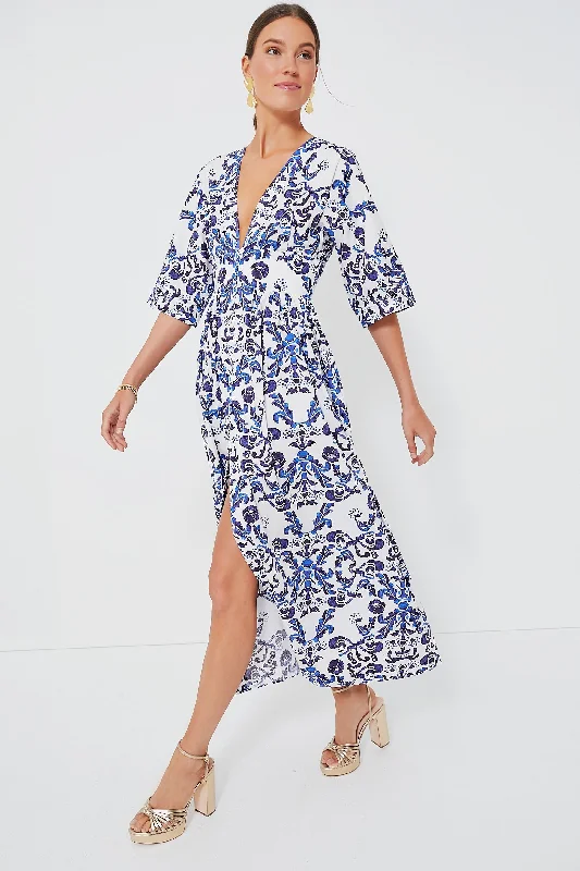Can't Miss Milanese Wallpaper Blue Elowen California Poplin Dress