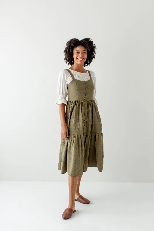 Discount Days 'Byrdie' Cotton Blend Pinafore Midi Dress