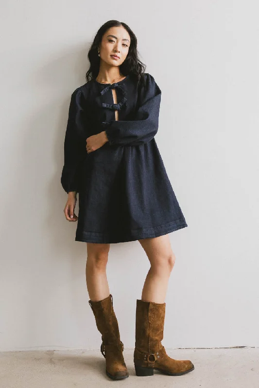 New Deals Tyler Peplum Mini Dress in Dark Wash