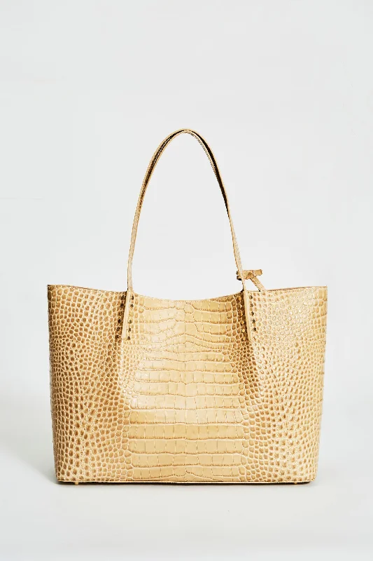 Bargain Bin Crocodile Embossed Leather Tote