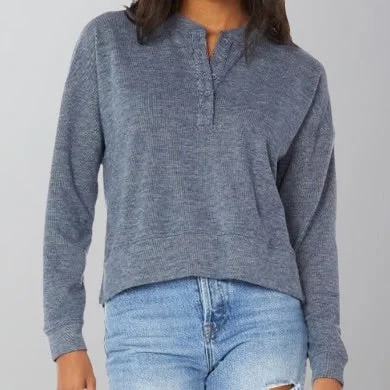 Stock Clearance Boxy Henley Sweatshirt