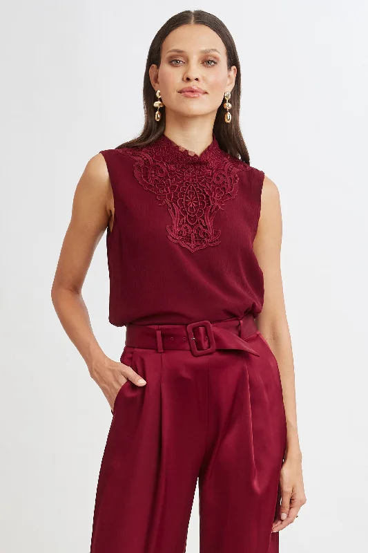 Huge Savings Lace Insert Crinkle Silk Chiffon Shirt