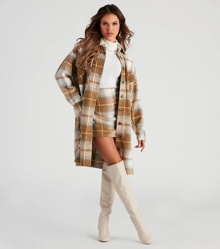 Big Discounts Best Match Plaid Longline Shacket