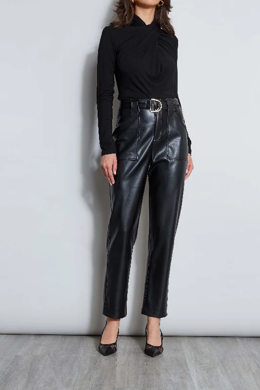 Quick Sale Vegan Leather Belted Pant