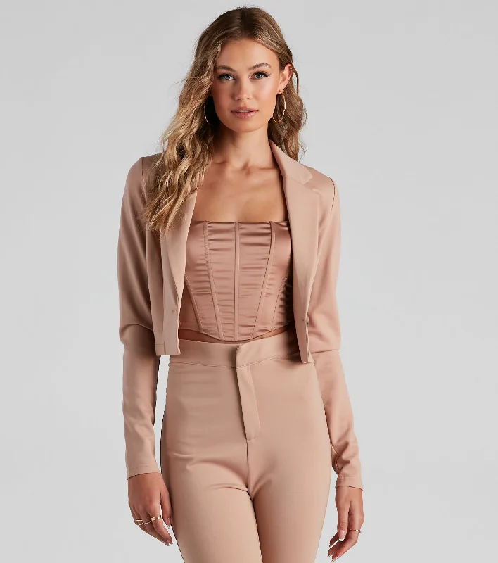Customer Appreciation Sale In Office Ponte Crop Blazer