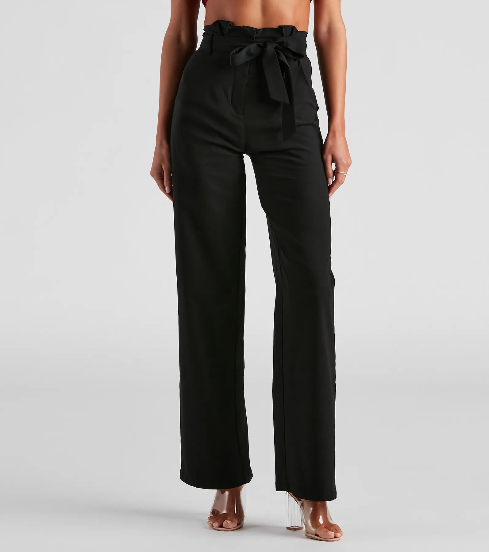 Best Bargains So Poised Paper Bag Wide Leg Pants