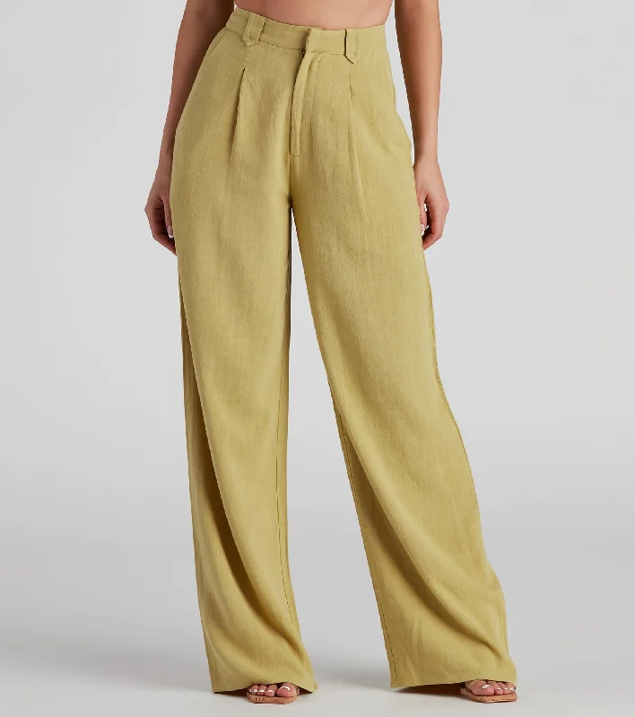 Overstock On The Move Linen Wide Leg Pants