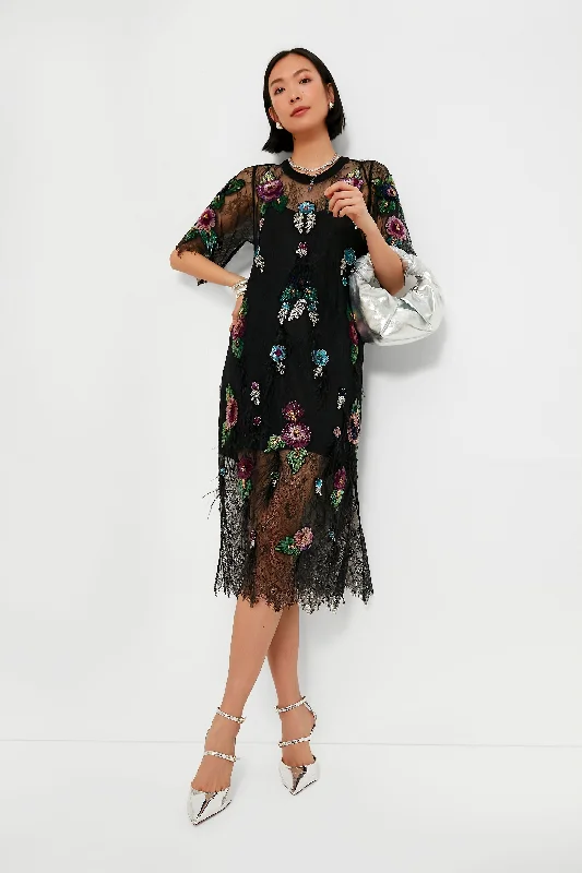 Act Fast Multi Sequin Bethany Lace T-Shirt Dress