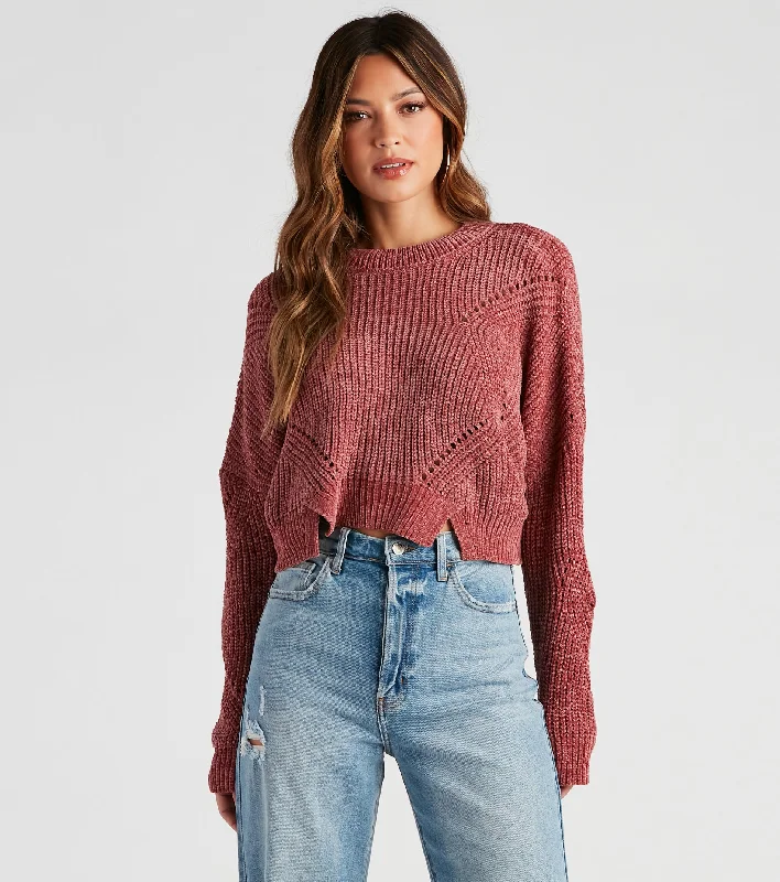 Final Markdown Seasonal Treat Chenille Crop Sweater