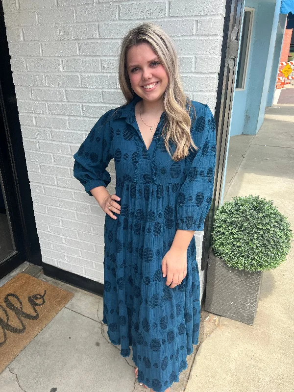 Early Access Teal Dotted Dress