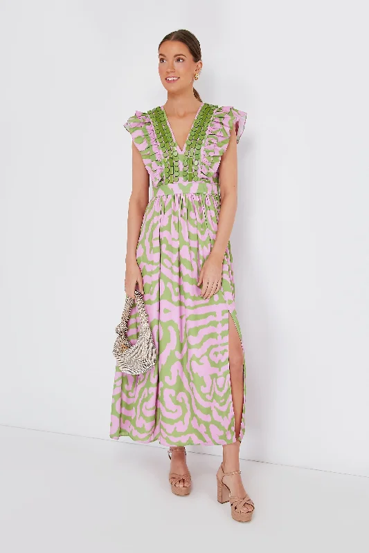 Overstock Sale Green and Pink Tiger Stacey Dress