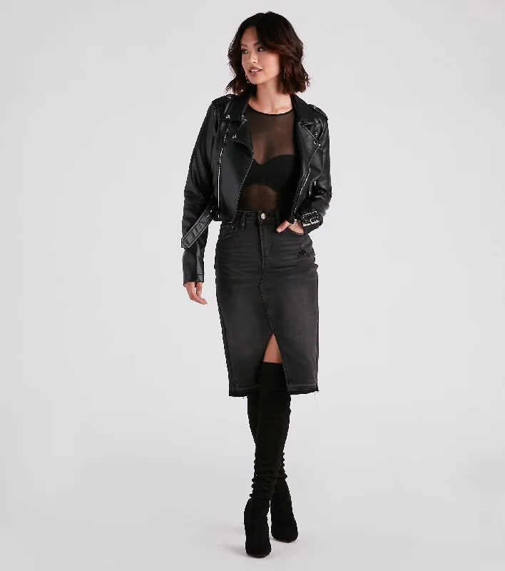 Epic Deals Ayla Midi Slit Skirt By Windsor Denim