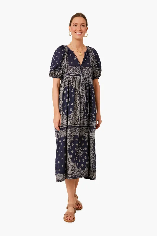 Act Now Navy Bandana Print The Ravine Dress