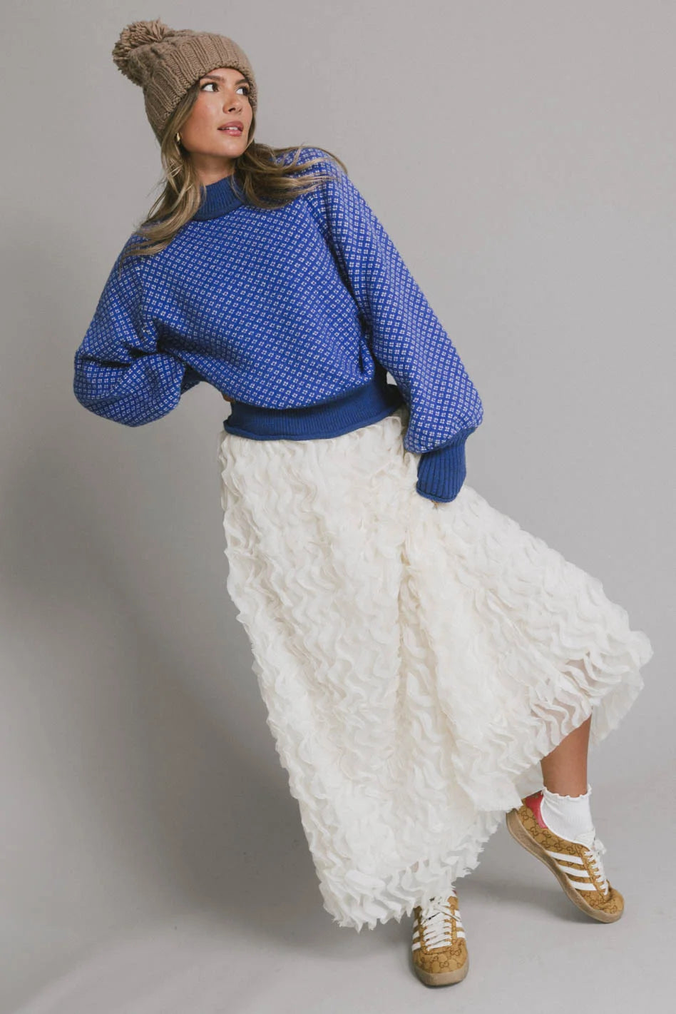 Price Slash Yani Ruffle Tulle Maxi Skirt in Cream