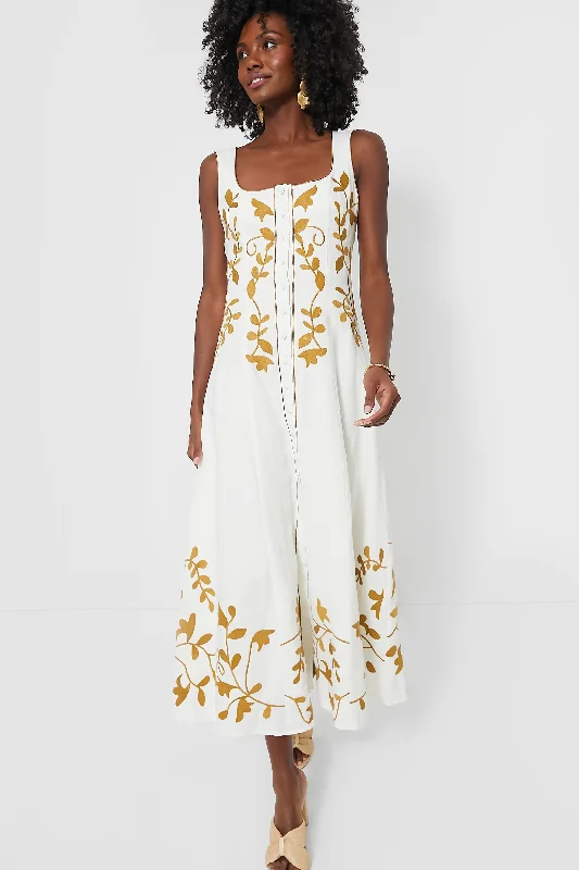 Closeout Off White and Mustard Mila Dress