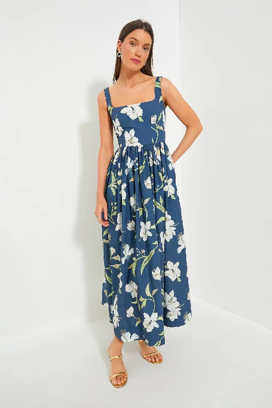 Take Advantage Navy Orchid Scoop Neck Dress