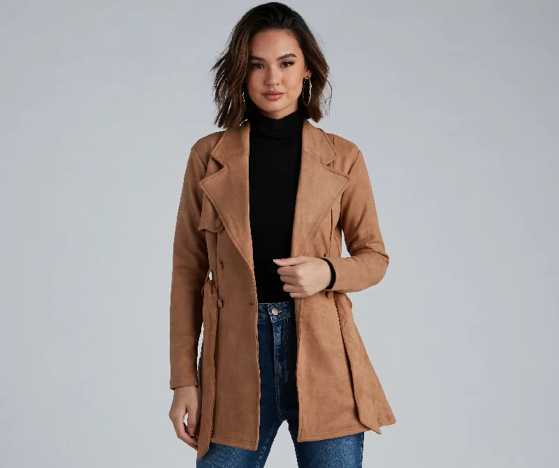 Fantastic Offers Classic And Elevated Faux Suede Trench