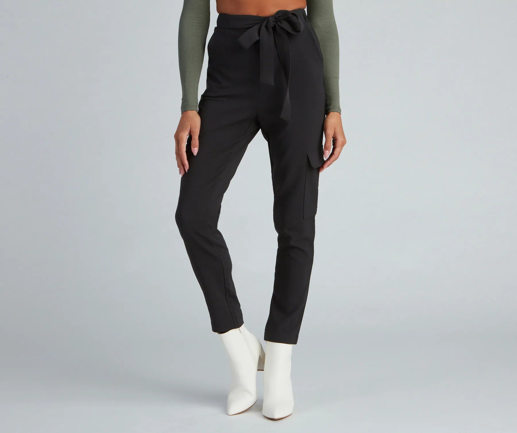 Lowest Price Chic Tie-Waist Twill Pants