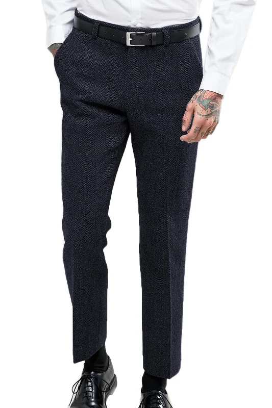 Reduced Prices Dark Navy Vintage Men's Formal Straight Suit Pants