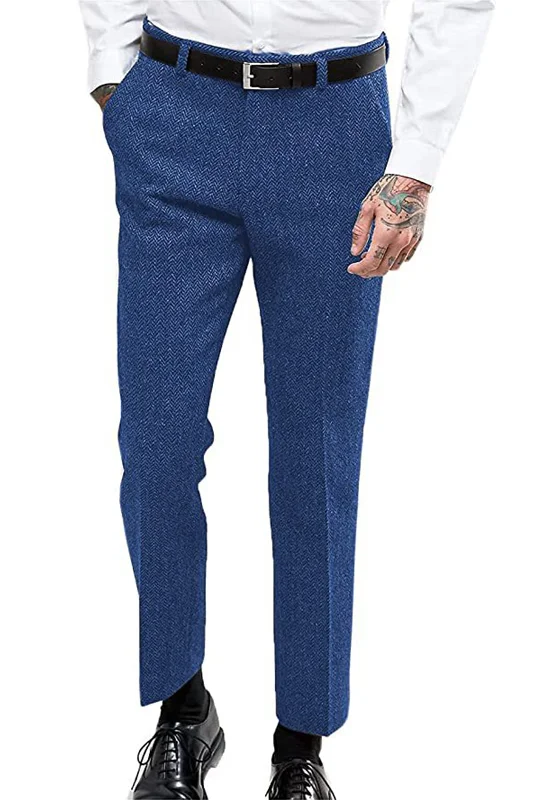 Lowest Price Blue Vintage Formal Men's Straight Suit Pants