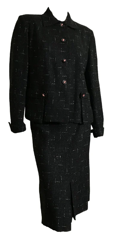 Now or Never Black and Pink Flecked Cashmere Wool Suit circa 1940s
