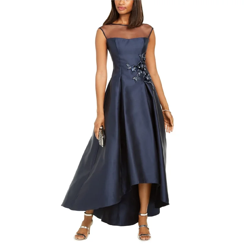 Value Deals Adrianna Papell Womens Illusion High-Low Dress, Blue, 12