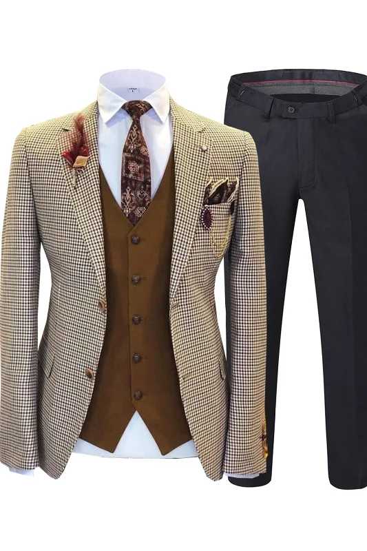 Fantastic Deals Plaid Tweed Slim Fit Men's Suit 3 Pieces Men's Suits