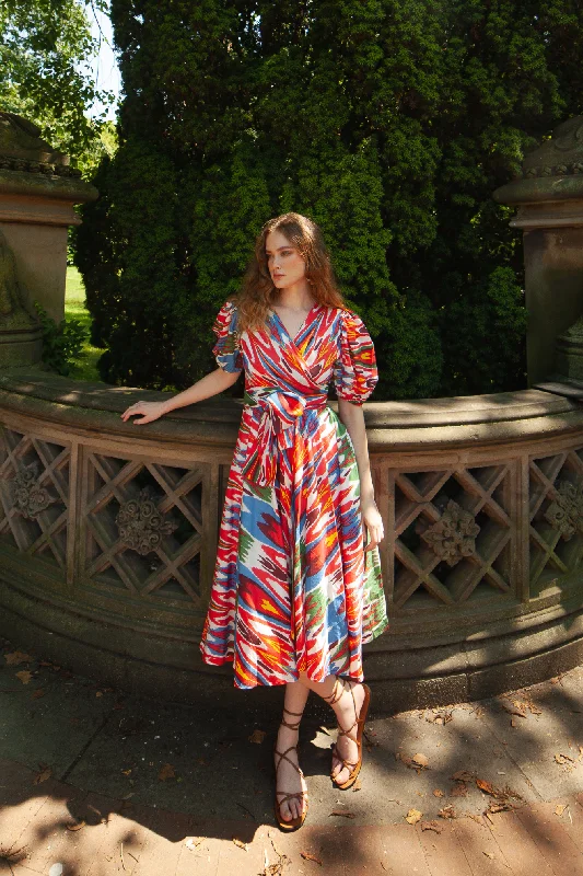 Savings Galore Monica Ikat Dress Red