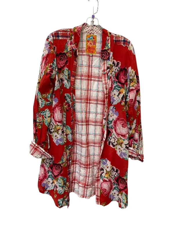 Super Bargain Dress Casual Midi By Johnny Was In Red, Size: S