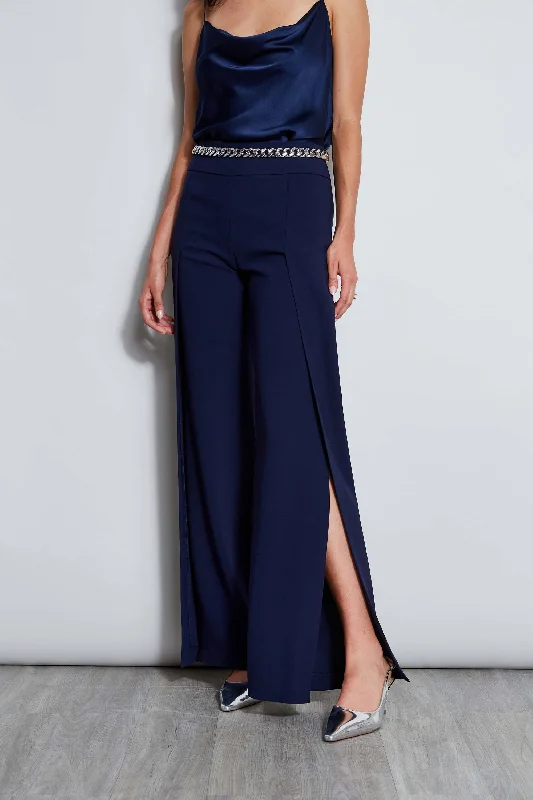 Limited Quantity Crepe Overlay Slit Pant