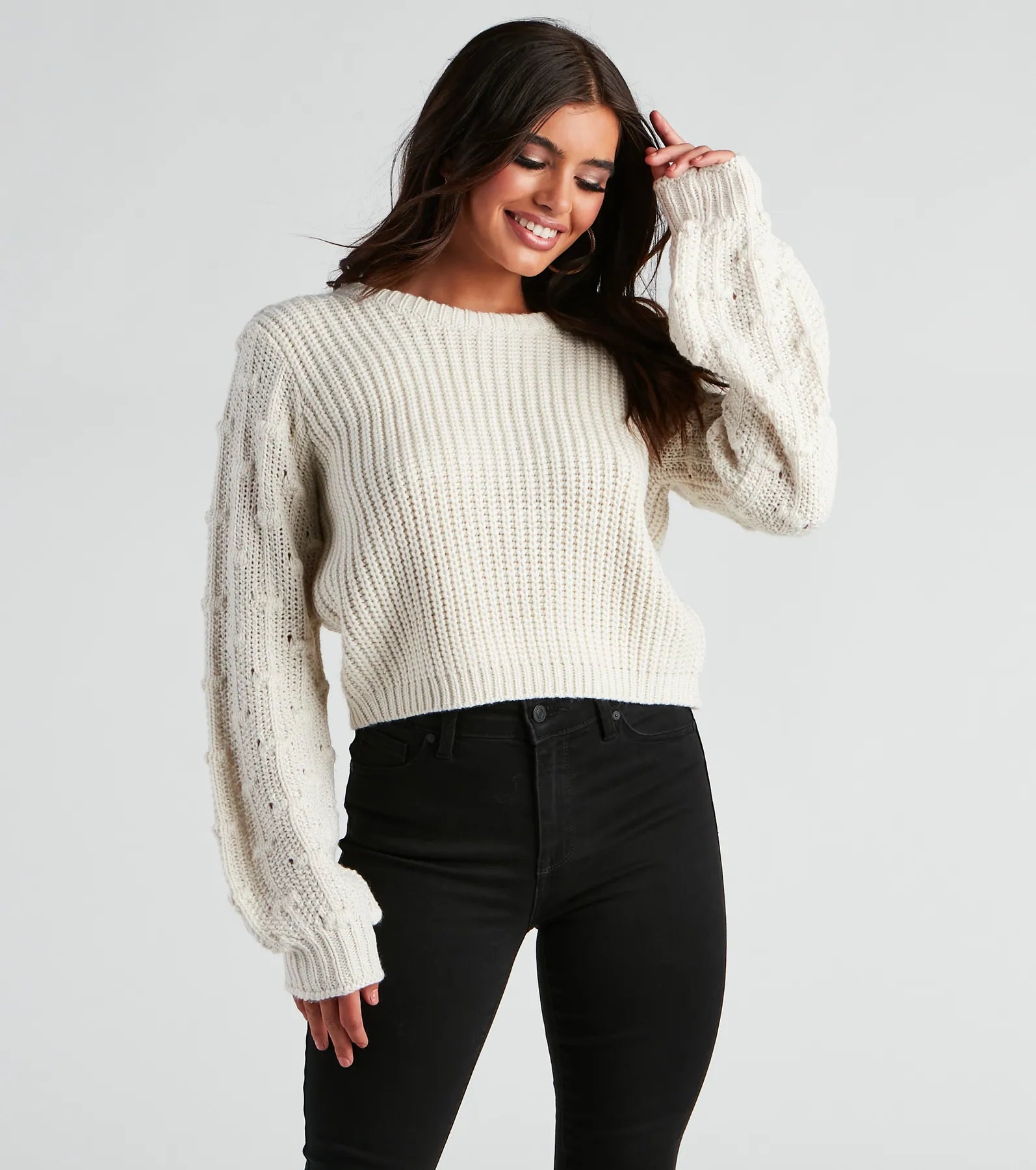 Super Deal Cozy Up Cropped Knit Sweater